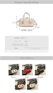 Spécifications de taille détaillées et options de couleur pour le sac à main en cuir PU