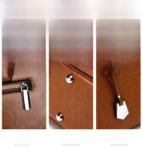 Detail of brown crocodile pattern handbag with silver hardware and durable metal feet