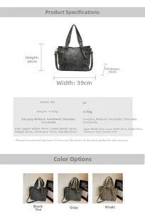 Detaillierte Größentabelle für Retro-PU-Shopper mit Maßen und Farboptionen