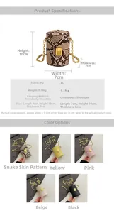 Mini sac seau en cuir PU avec bandoulière chaîne et diverses options de couleurs