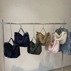 Sac Cabas En Nylon Grande Capacité Pour Femmes Couleur Unie Multi-Poches Bandoulière Sac À Main Décontracté Quotidien