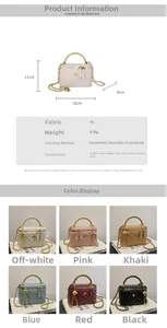 Detailed size chart for the quilted box bag showing dimensions of 18cm by 11cm by 8cm
