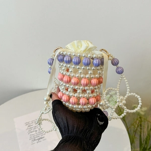 Sac Seau Perlé Fait Main Mini Sac Bandoulière En Künstliche Perles Tissées Avec Pochette À Cordon Style Esthétique Doux Pour Femme
