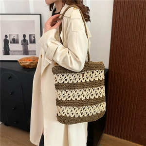 Grand sac cabas tressé à la main avec motifs étoiles pour vacances à la plage