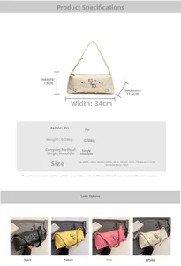 Tableau des tailles et spécifications multicolores pour le sac à bandoulière en cuir PU