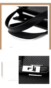 Detail of black woven shoulder bag showing silver metal buckle and stitched handle texture