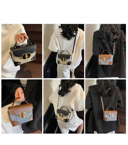 Vintage box handbag shown in crossbody and shoulder carry styles on a model