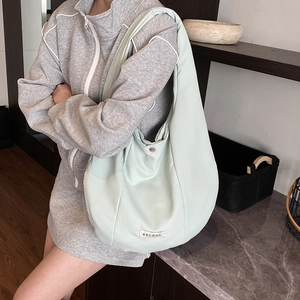 Grande borsa tote da donna in velluto a coste verde menta dallo stile casual