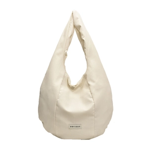 Borsa tote in velluto a coste beige minimalista con grande capacità e chiusura magnetica