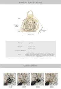 Tableau des tailles détaillé pour sac en perles tressé main avec dimensions S et L