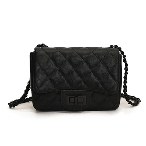 Classic black quilted crossbody bag with gold chain strap and turn-lock closure