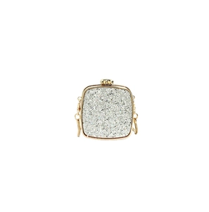 Sparkly acrylic mini evening clutch bag with gold chain and rhinestone details