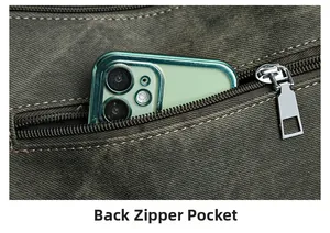 Detailansicht der Reißverschlusstasche an der Rückseite der Tasche für das Smartphone