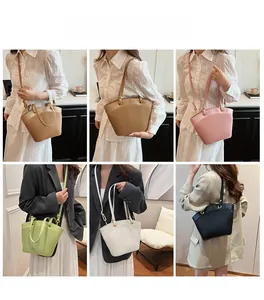 Vertical pleated tote bags in five colors styled with different outfits in home setting