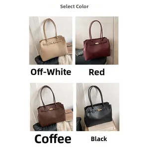 Detailed grid view of minimalist faux leather shoulder bags in four versatile colors