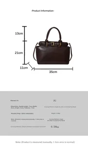 Tabella taglie dettagliata con dimensioni della borsa tote vintage in pelle PU marrone