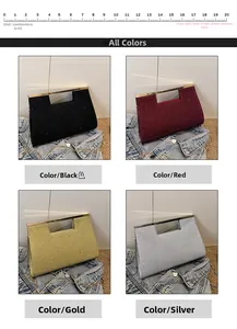 Clutch da sera glitterate con manici in metallo nei colori nero, rosso, oro e argento