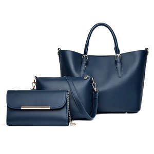 Ensemble de 3 sacs à main pour femmes bleu foncé comprenant cabas, sacoche et portefeuille