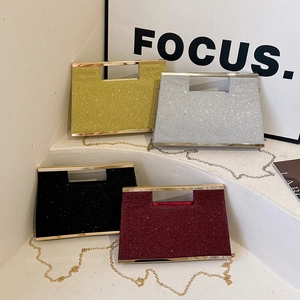 Borsa Da Sera Pochette Glitterata Con Manico In Metallo E Catena Rimovibile Per Matrimonio Festa Evento Formale Donna