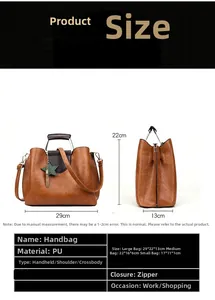 Tableau des tailles montrant les dimensions des sacs à main en cuir PU