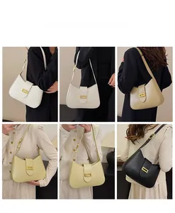 Collage of chic shoulder bags in white, beige, and black shown on models for daily style