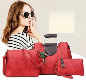 Ensemble de sacs à main rouge 3 pièces avec grand sac, bandoulière et pochette
