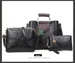 Ensemble 3 pièces noir avec grand cabas, sac bandoulière et pochette avec pendentif étoile