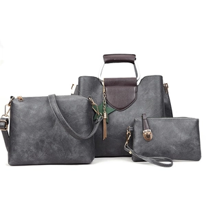 Ensemble de 3 sacs à main gris rétro avec grand cabas, bandoulière et pochette
