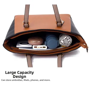 Vista superior del bolso tote de gran capacidad con espacio para tablet y objetos diarios