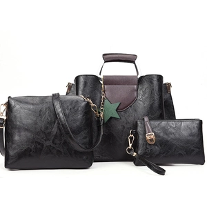 Ensemble de 3 sacs à main noirs avec cabas, sac bandoulière et pochette en cuir PU vintage
