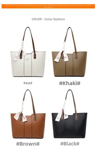 Sacs cabas texture litchi en quatre couleurs avec détails élégants en foulard de soie