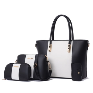 Ensemble 4 pièces de sacs à main minimalistes noir et blanc avec cabas et bandoulière