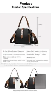 Detailed size guide and capacity comparison for vintage black pebble leather bucket bag