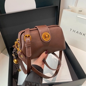 Retro brown doctor bag with gold metal clasp in gift box luxury shoulder bag