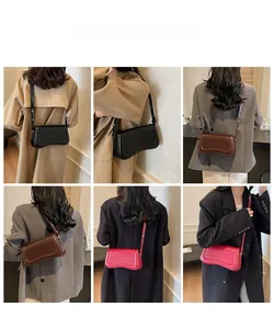 Three-color wavy bottom crossbody bag displayed from back and side view on model