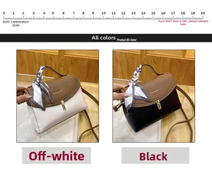 Detail view of stylish crossbody bags with scarf-wrapped handles and gold twist locks