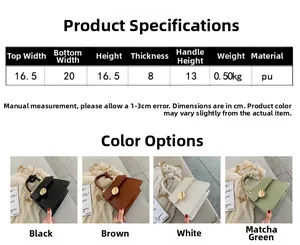 Size chart and dimensions for PU leather crossbody bag with chain strap and handle