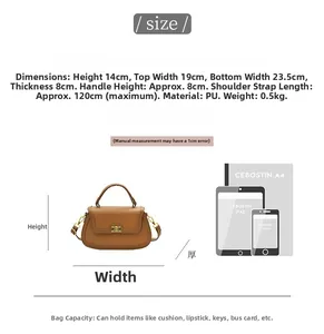 Spécifications détaillées des dimensions pour un sac à main chic en cuir PU marron