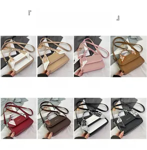 Detailed grid of faux leather crossbody bags with silk ribbon handles in eight colors