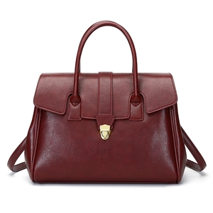Vintage PU Leather Handbag For Women Large Capacity Business Commute Tote With Golden Lock And Adjustable Strap