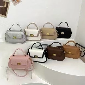 Sac À Main Femme PU Texture Lychee Couleur Contrastée Rabat Carré Mode Sac À Bandoulière Avec Poignée Fermoir Métallique