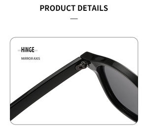 Detail view of the precision metal hinge and reinforced screw on black retro round sunglasses