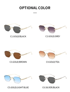 Détails de lunettes de soleil octogonales sans monture avec diverses couleurs de verres