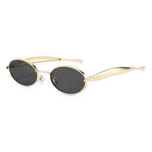 Fashion Oval Sunglasses Metal Alloy Frame UV400 Protection Retro Cyberpunk Streamlined Temples For Women Men