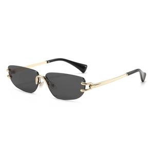 Occhiali Da Sole Senza Montatura Alla Moda Montatura In Metallo Protezione UV400 Lenti PC Sfumate Stile Retro Y2K Uomo Donna