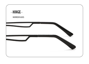 Detail view of the sleek metal hinge and hollow streamlined temples of sunglasses