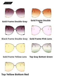Grille détaillée montrant sept options de couleurs pour lunettes de soleil perle