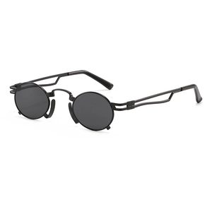 Retro Steampunk Round Sunglasses Metal Frame Hollow Out UV400 Small Circle Eyewear For Men Women Vintage