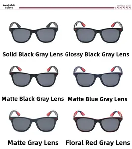Selection of six polarized sports sunglasses in matte and glossy frames for outdoor activities