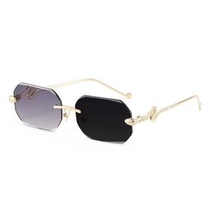 Rimless Octagonal Sunglasses Zinc Alloy Snake Temples PC Lens UV400 Photochromic Retro Fashion Eyewear